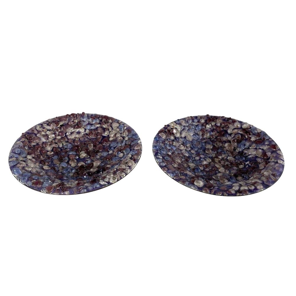Vintage Gerte Hacker Mid‎ Century Signed Enamel Lava Pebbles Copper Bowls 4.25